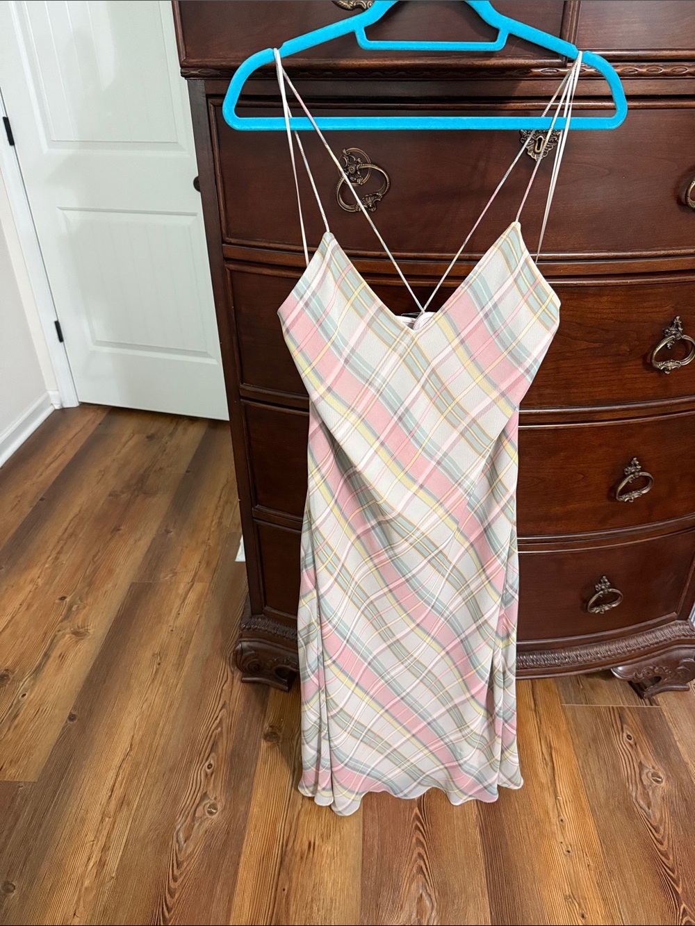 Lauren Ralph Lauren Pastel Plaid Midi Slip Dress - Pink, Cream, Green